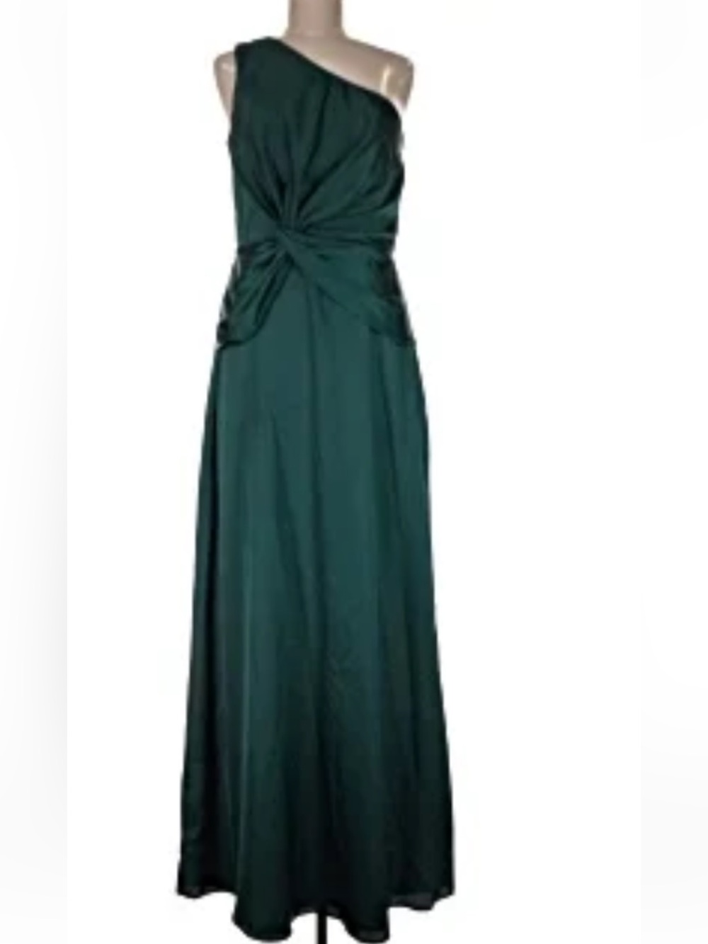Chi Chi of London One-Shoulder Dark Green Knot-Front Evening Dress